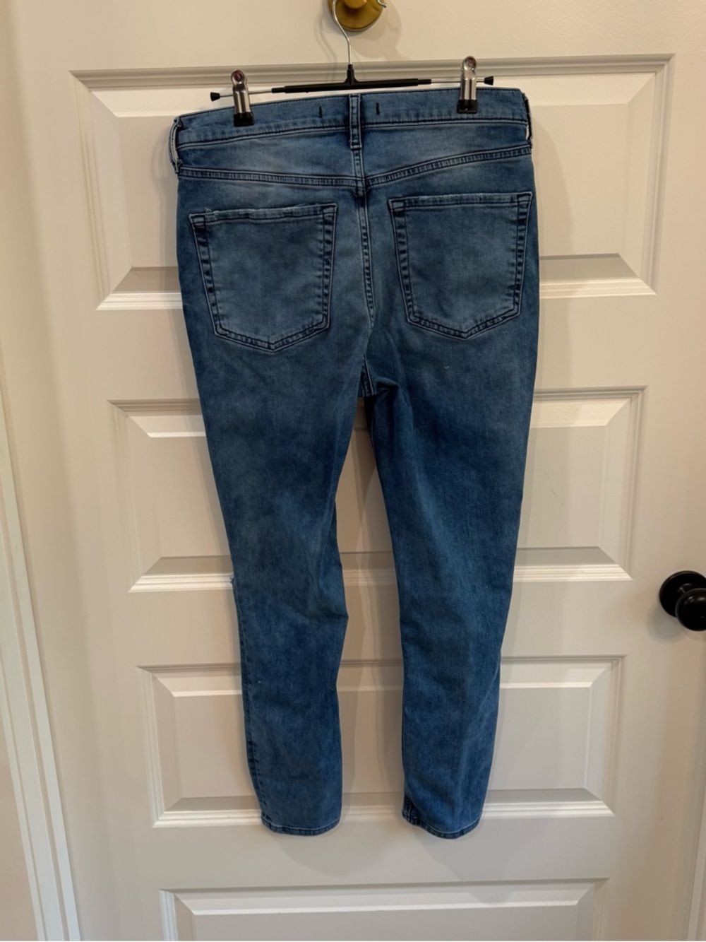 Free People High Rise Distressed Knee Skinny Jeans 90s Vintage Y2K Blue - Picture 7 of 10